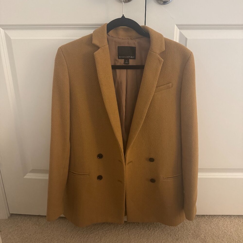 Banana Republic Size 6 Tan Jacket Double Breasted Wool Blend Coat Camel